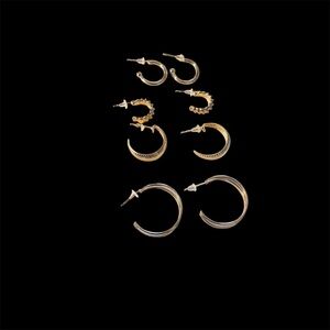 Elegant Gold Hoop Fashion Earring Set! NEW!